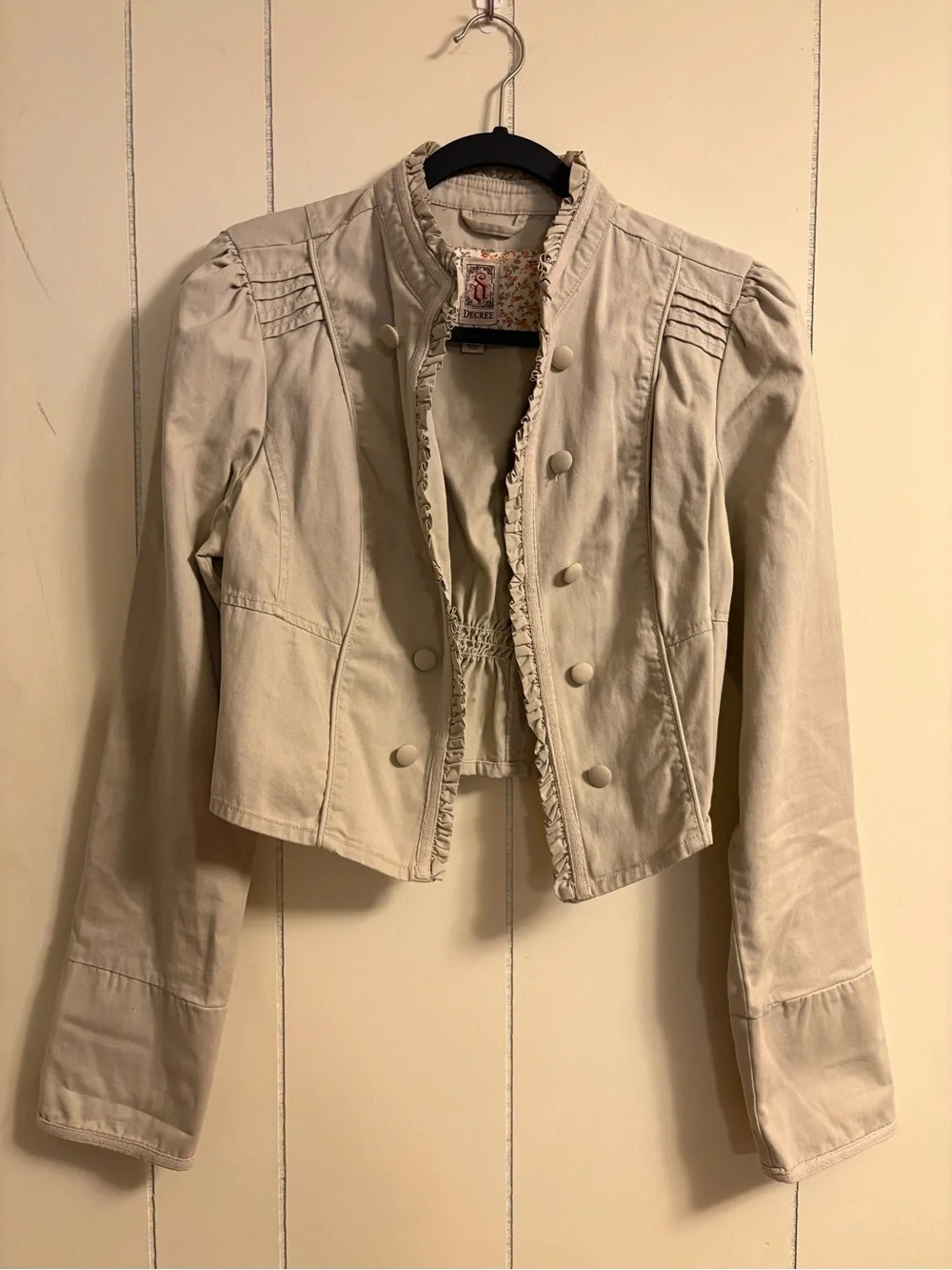 Button Ruffle Crop Jacket